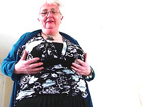 Big breasted British old lady playing