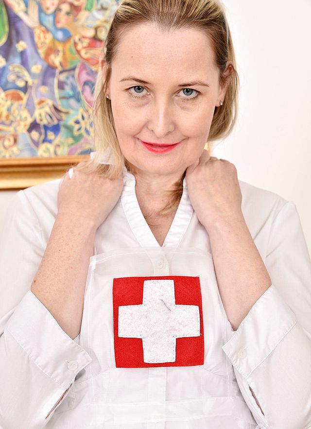 Sexy mature nurse Emma Turner